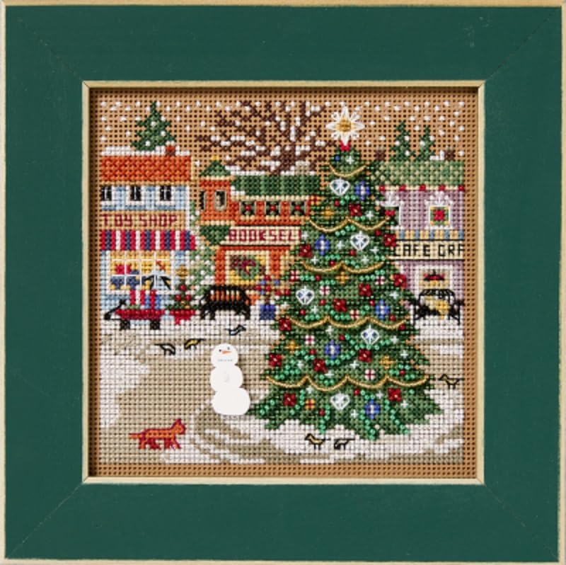 Image of Mill Hill Holiday Square Christmas Village 2025 Buttons & Beads Winter Series Counted Cross Stitch Kit MH142535