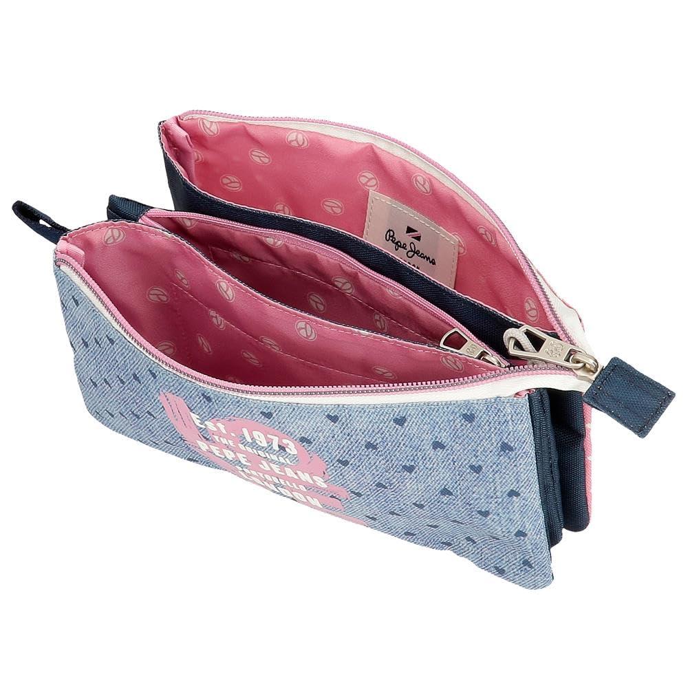 Pepe Jeans Noni Denim Pencil case Triple Multicolor 22x12x5cm Polyester by Joumma Bags by Joumma Bags, Multicoloured, Triple Case - Image 4