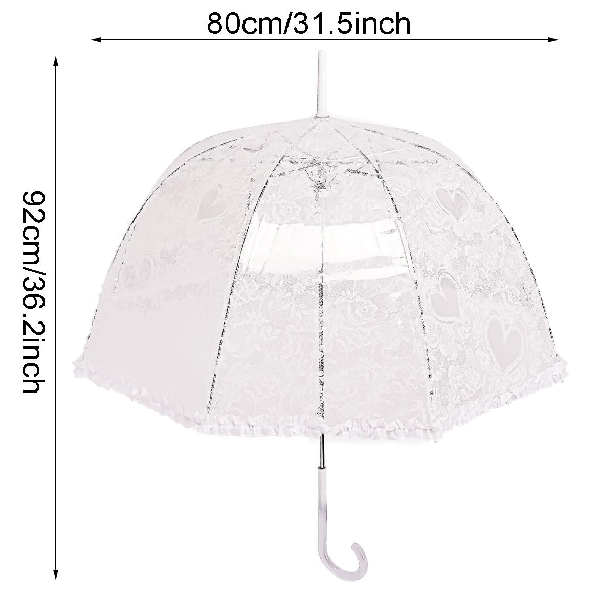 Chesoon Parasol de parapluie de dentelle en plastique Parasol de mariée de mariage Vintage Léger Dôme coupe-vent auvent avec 8 nervures