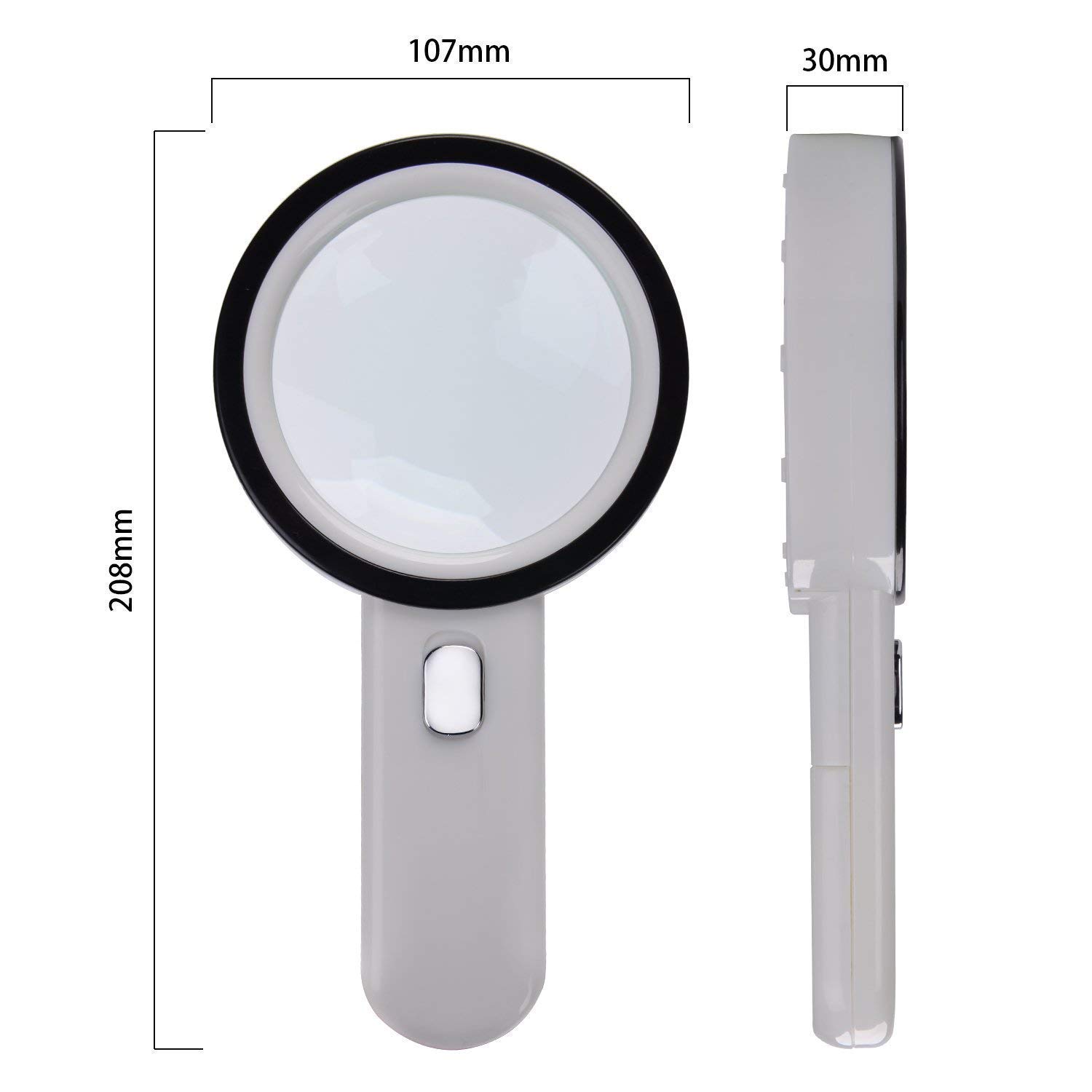 Lupa de mano 20X con 12 luces LED, lupa iluminada para lectura e inspección