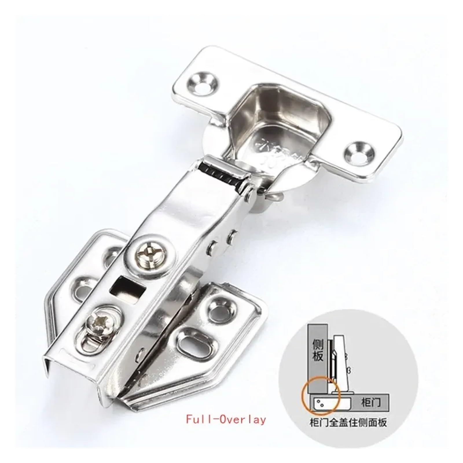 Zawiasy hydrauliczne ze stali nierdzewnej z cichym domykiem – ciche, samoczynnie zamykające się zawiasy do szafek kuchennych i mebli(Fulloverlay,2pcs)