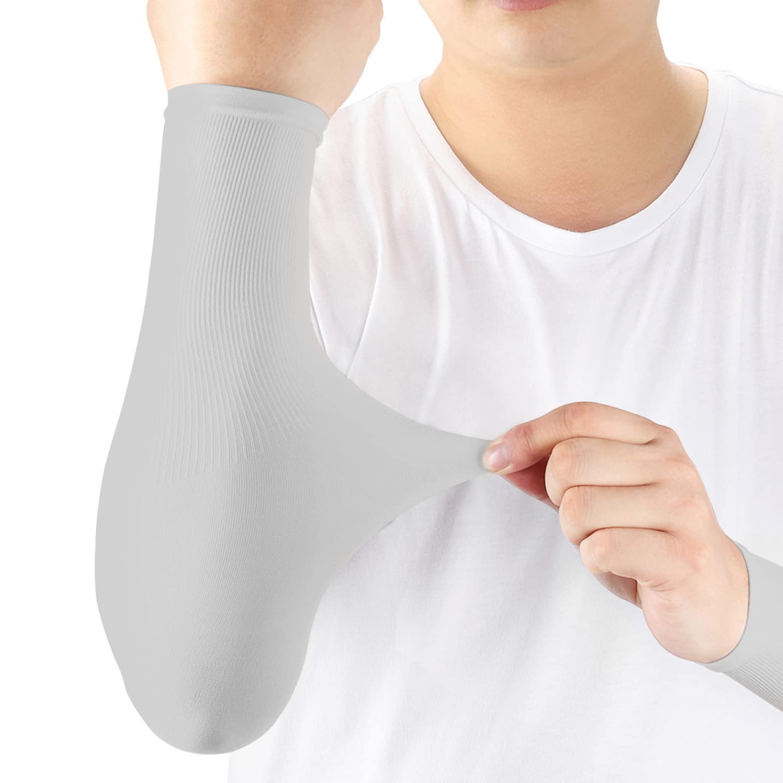 Ioutdoor Women's Grey Compression Uv Protection Arm Sleeves 1 Pair 7 Pairs Stretch Arm Sleeves For Men Youth For Tattoos Covering Golf Basketball Outdoor Cycling Gardening Driving (Grey)