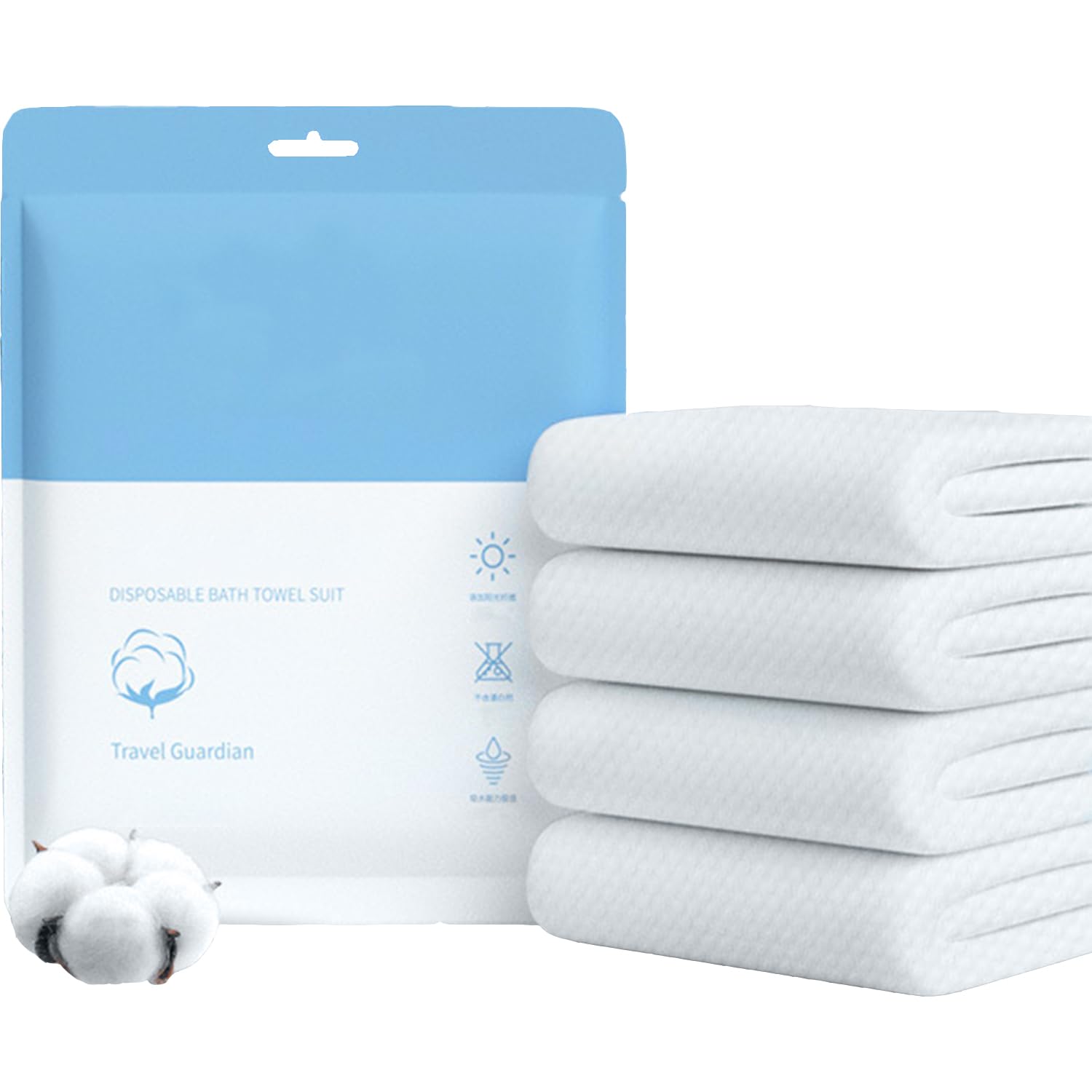 KLEENDOL Disposable Bath Towels Portable Soft Cotton Towel for Travel Camping,Absorbent Shower Towels-6pack
