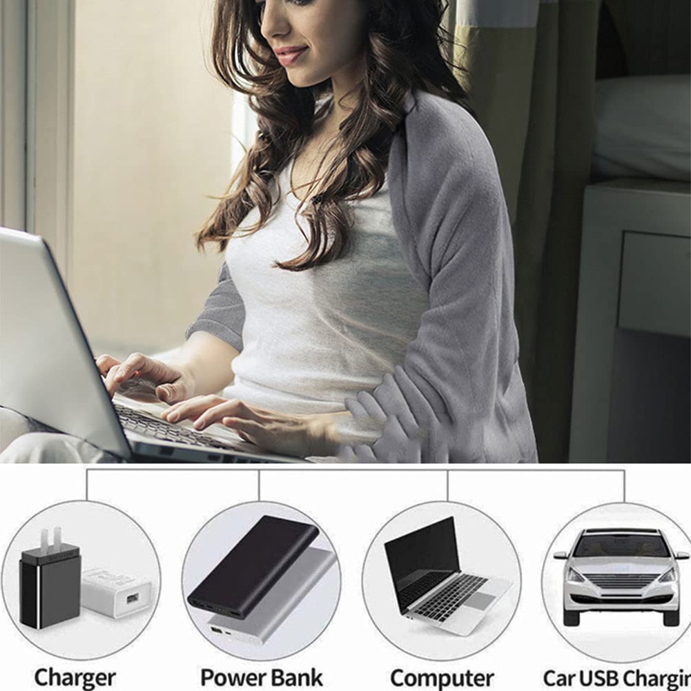 Elektryczny podgrzewany koc Zmywalny pluszowy szal Zasilanie bateryjne, nadające się do picia 5 V USB Ogrzewany koc Szal Bezprzewodowa chusta USB dla kobiet do samochodu Krzesło biurowe - 140x80 cm (K