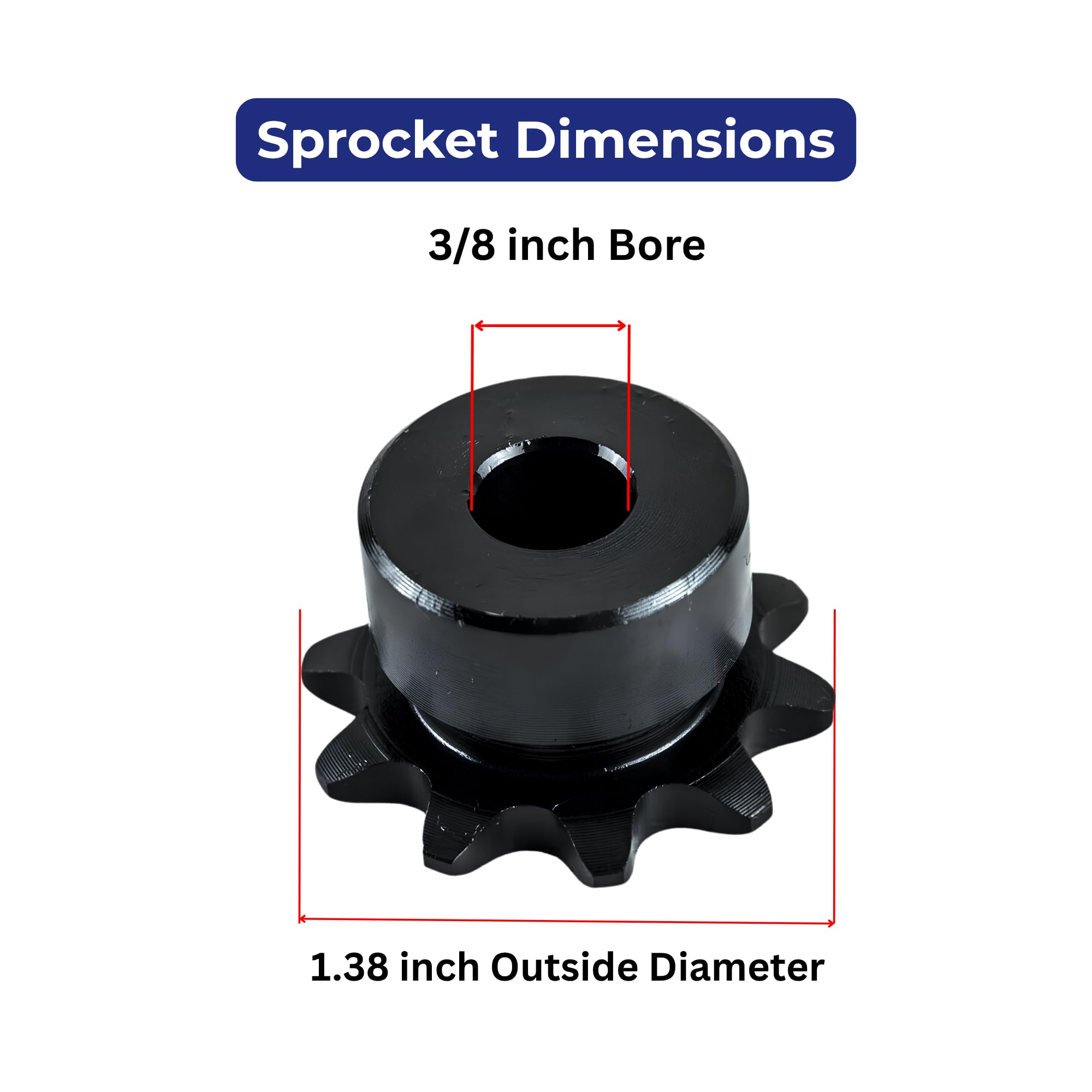 Jeremywell #35 Roller Chain Sprocket, 10 Tooth B-Hub, 3/8" Bore — Amazon image 6