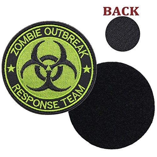 Zombie Outbreak Response Team Patch Biohazard Patches Embroidered Applique Hook&Loop Patch Tactical Patch(Black+Green) #TOP3