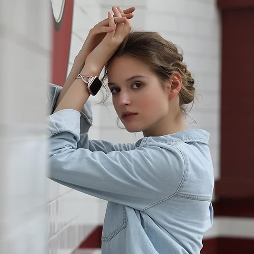 Miniatura 4 de TOYOUTHS Pulsera brillante compatible con Fitbit VersaVersa 2 bandas para mujer, pulseras de acero inoxidable de repuesto para Versa Lite