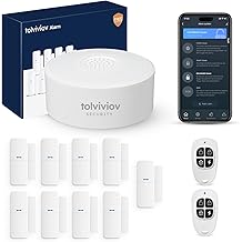 tolviviov Home Alarm System (2nd Gen), 12 pi&egrave;ces Smart Home Alarm Security System DIY No Monthly Fee, Phone Alert, Alarm Siren, Door / Window Sensors, Remotes, Work with Alexa, pour House Apartment Office