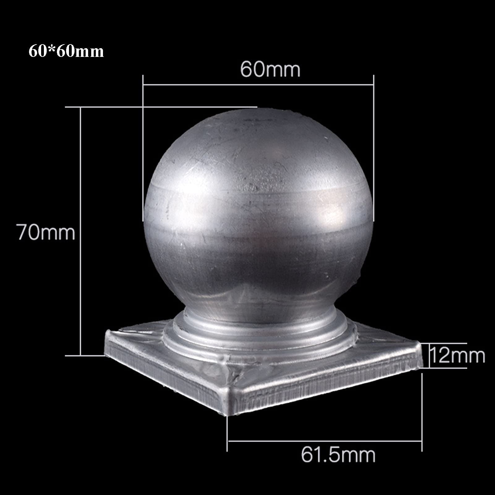 8 kul nasadek ogrodzeniowych, ocynkowana, do ogrodzeń ogrodowych, 60 x 60 mm, nasadki słupków kulowych na pokłady, trwałe wykończenia ogrodzeniowe do użytku na zewnątrz
