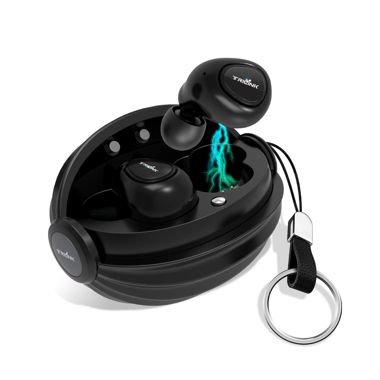 TRILINK Bluetooth Earbuds, True Wireless in-Ear Headphones with 【Unique Keychain Design & Charging Case】 Bluetooth 5.0, 20-Hours Playtime, IPX5 Water-Resistant, Stereo Calls, Built-in Mic