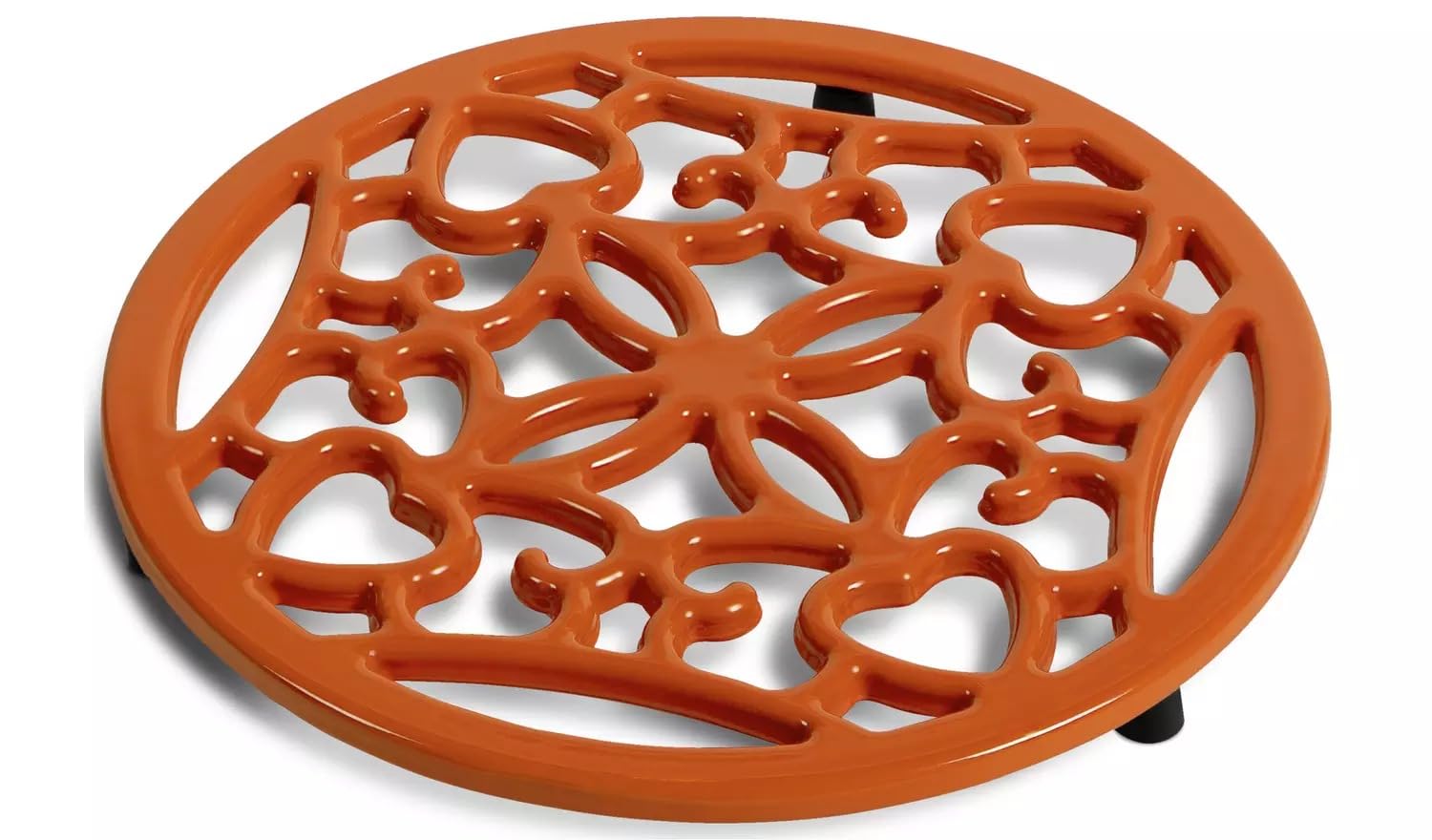 Aidni Orange Cast Iron Trivet For Hot Dishes, Kitchen Table Protection (Orange)