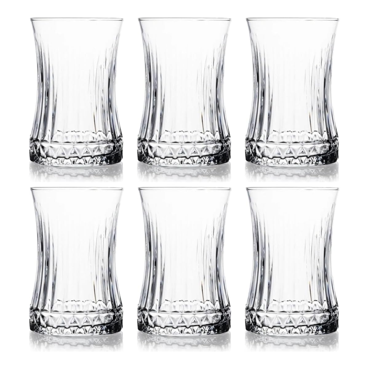 6’lı Kristal Desenli Cam Çay Bardağı Seti – 160 ml İnce Belli Modern Tasarım – Isıya Dayanıklı Cam Bardak – Şık ve Zarif Sunum İçin Çay ve Kahve Bardağı