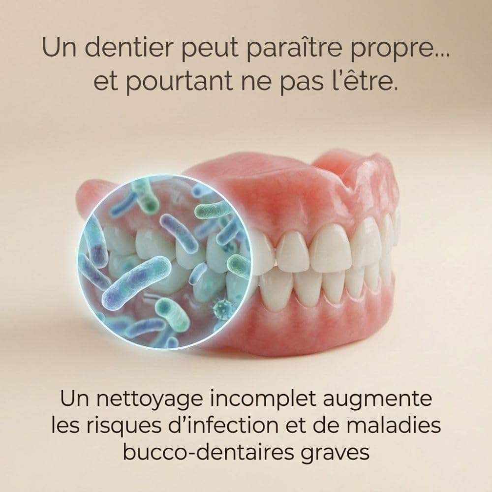 Dentaclean Nettoyeur Ultrasons 42000Hz Stérilisateur Ultrasonique UV Pour Gouttières Dentiers Aligneurs Blanc