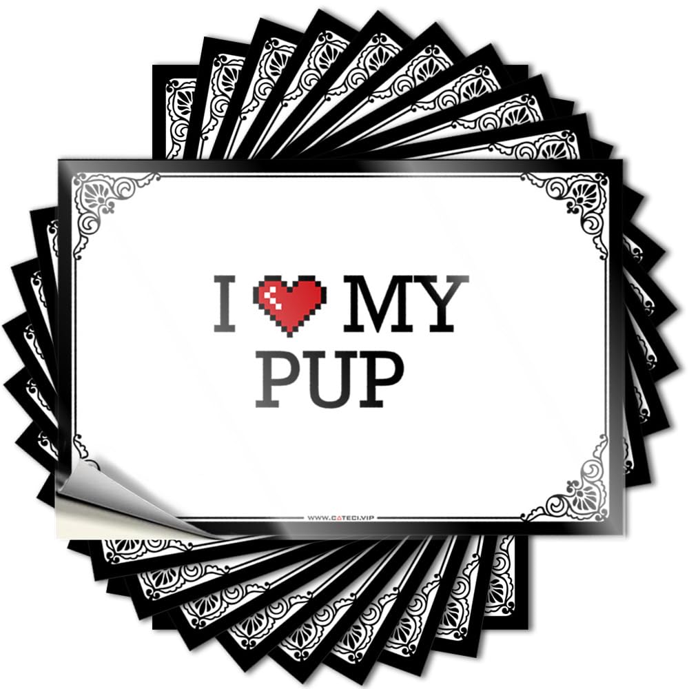 Fzfn Men's Colour Saying Bedroom Decor For Easy Apply | I Love My Pup Smiley Face Bumper Peel And Stick(6X9cm)
