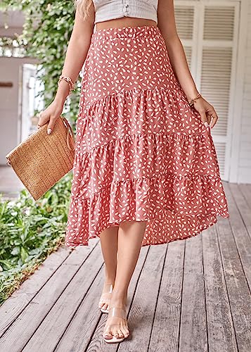 Simplefun Maxi Skirts For Women Summer Classic A-Line Flowy Swing Asymmetric Skirt (Floral7,S) #TOP5