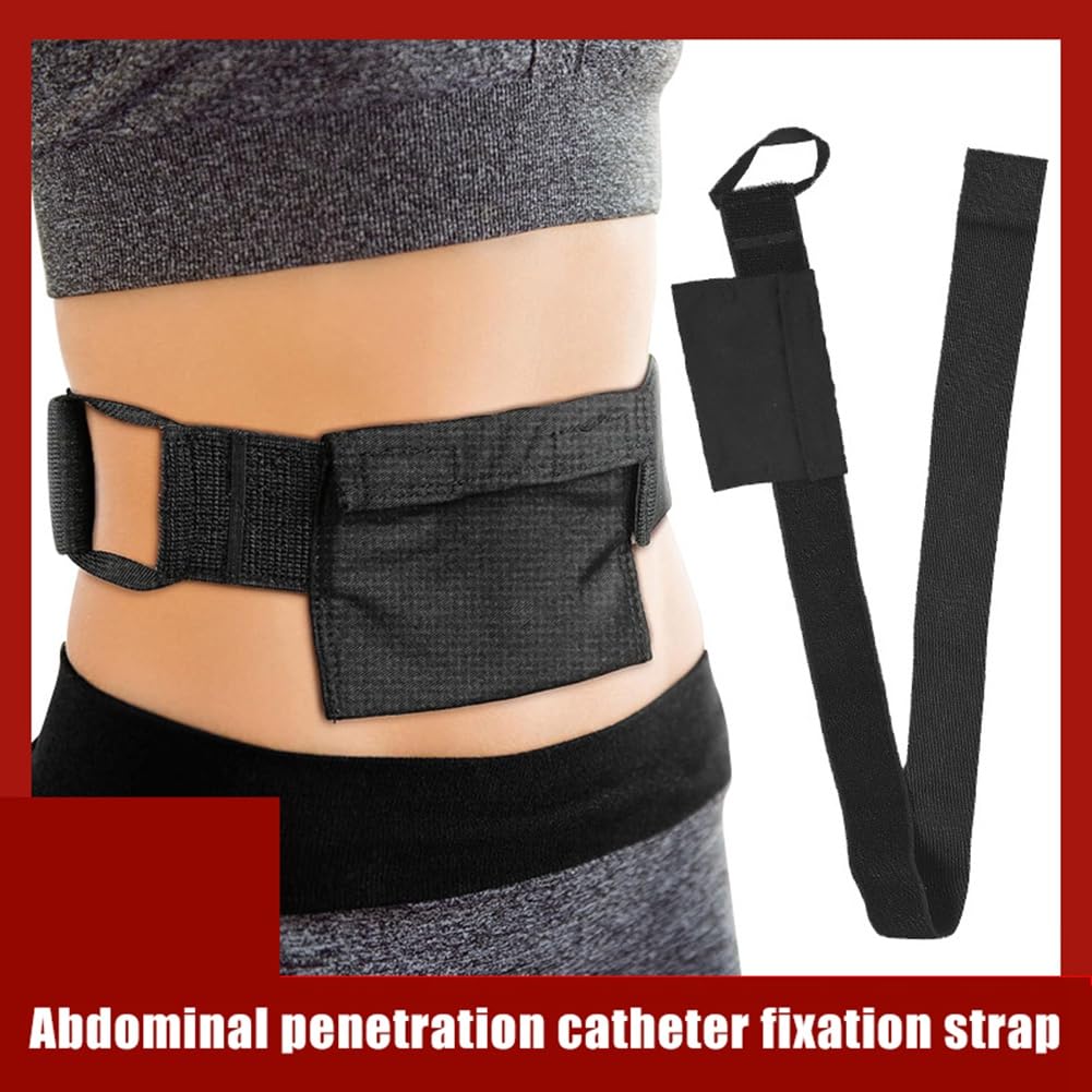 1 PCS Ceinture de Dialyse Péritonéale Support de Cathéter PD avec Pochette en Support de Cathéter PD Noir pour Tube D'Alimentation Tube Peg Tube Transfert Set Fixation