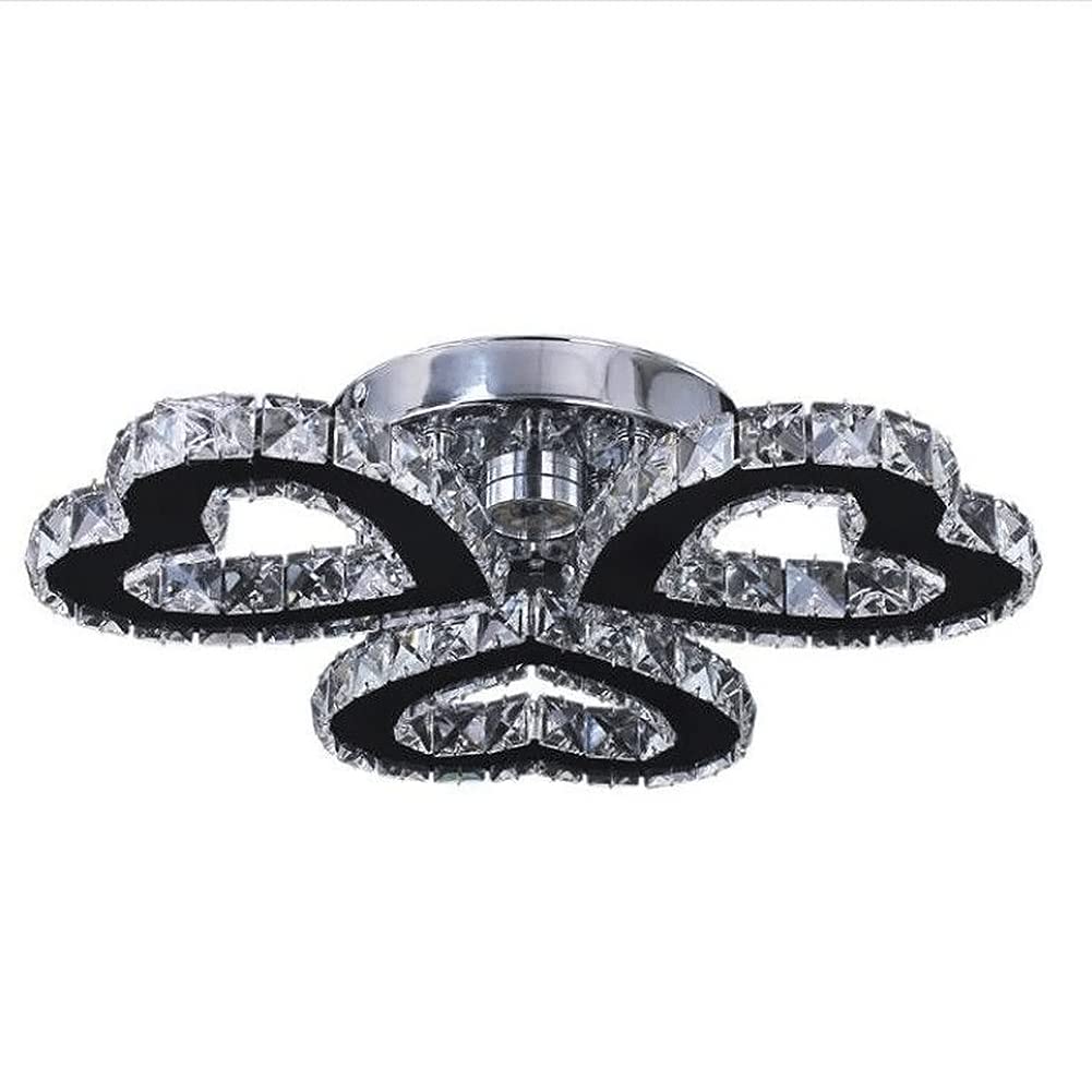 Lámpara de araña de cristal, moderna lámpara de techo empotrada de acero inoxidable LED colgantes para comedor sala de estar (3 anillos en forma de corazón, blanco frío)