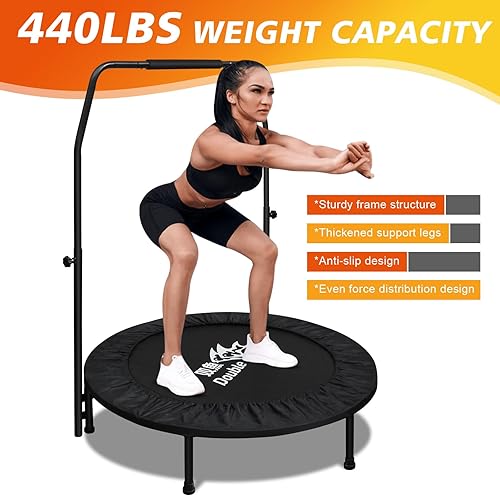 Miniatura 5 de 4048 Inch Foldable Fitness Trampoline  Adjustable Foam Handle, Quiet Stable Rebounder for Home Gym, Kids & Adults  IndoorOutdoor Exercise Equipment