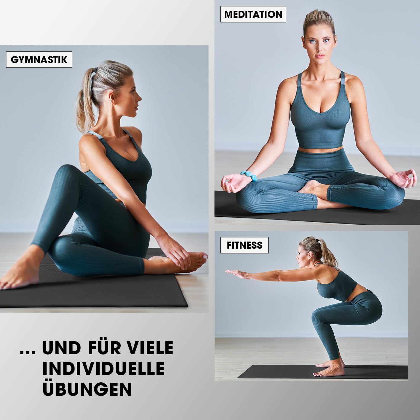 #DoYourFitness Fitnessmatte rutschfest | 183x61cm oder XXL 190x100cm | 0,8-2cm hoch | Gelenkschonende Gymnastikmatte | Yogamatte | Einsteiger und Fortgeschrittene | Indoor/Outdoor geeignet