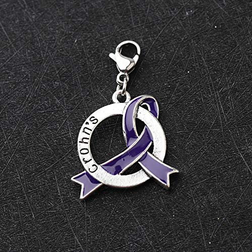 CENWA Crohns Awareness Purple Ribbon Charm Zipper Pull Crohns Warrior Crohns Jewelry Crohns Awareness Gift4
