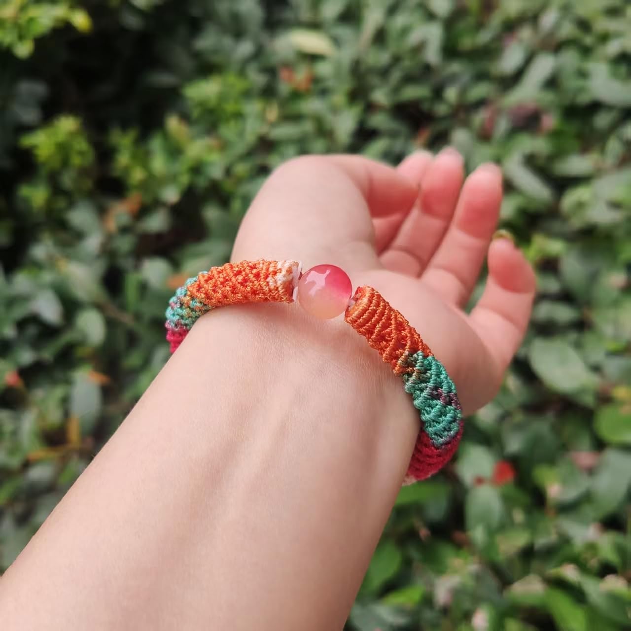 Unique Macrame Bracelet for Women, Elastic Stretch Fit, Galaxy Dyed Thread - Image 3