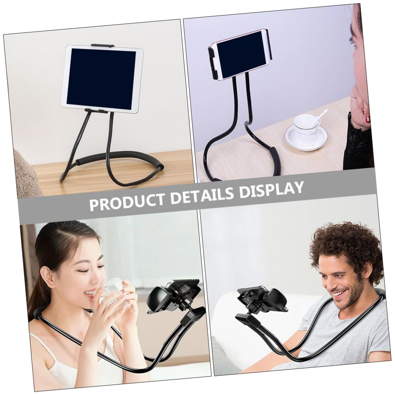 NUOBESTY Soporte Ajustable para Negro Móvil Colgante Cuello Brazo Teléfono Flexible y Material Cómodo para Tableta y Smartphone