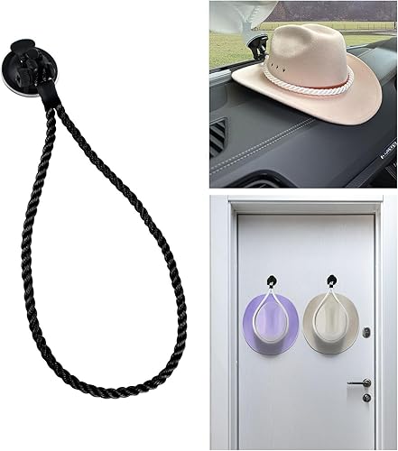 Yumfugu 1 soporte de sombrero de vaquero para automóvil con cuerda de 35.4 pulgadas, gancho de plástico de 2.6 pulgadas para sombrero de salpicadero disponible en Yaxa Colombia