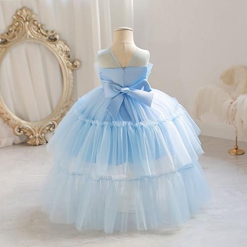 Miniatura 3 de Miipat Vestido de niña de flores para bebé, boda, fiesta, tul, princesa, vestido de baile, vestido formal con lazo para la cabeza