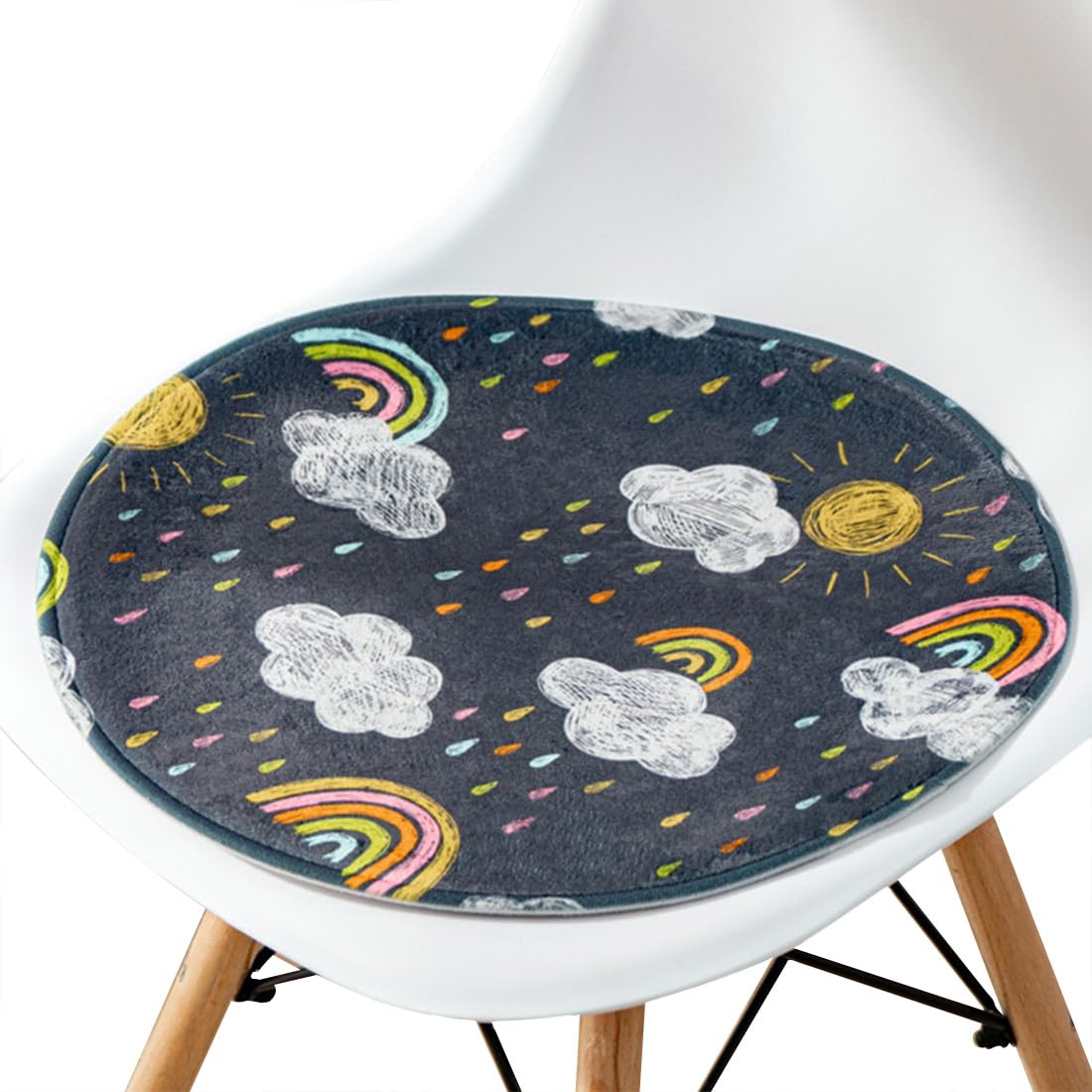 VHJdtE Seat Cushion, Round Creative Cartoon Pattern|All-Season Soft Cozy Chair Pad|Bohemia Stylish With Non-Slip Bottom(V,53x53cm)