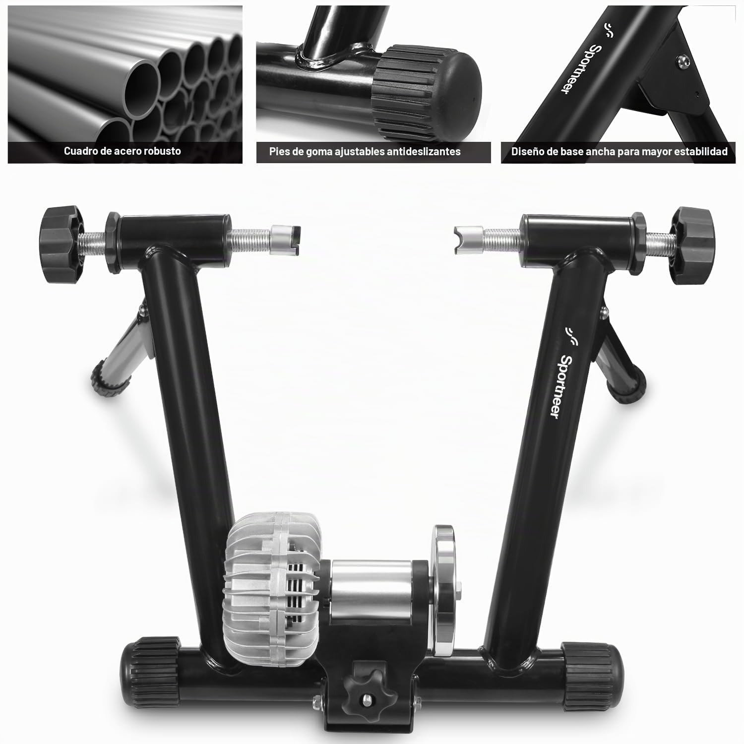 Sportneer Rollentrainer Fahrrad Fluid Bike Trainer Ständer, Indoor Fahrrad Training Stand Schwarz