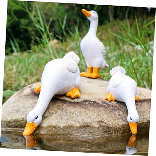 Miniatura 2 de GANAZONO Figura de pato blanco simulada de pato, figura de pato, estatua coleccionable de resina, decoración de patio blanco, decoración de estanque