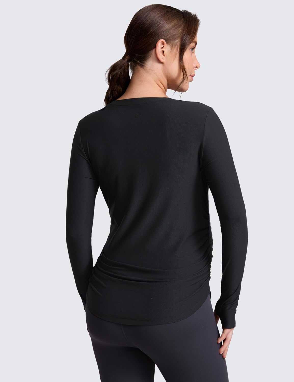 CRZ YOGA Cloudweight Maternity Long Sleeve Tops for Women Ruched Pregnancy Workout Casual Athletic Shirts Soft Lightweight