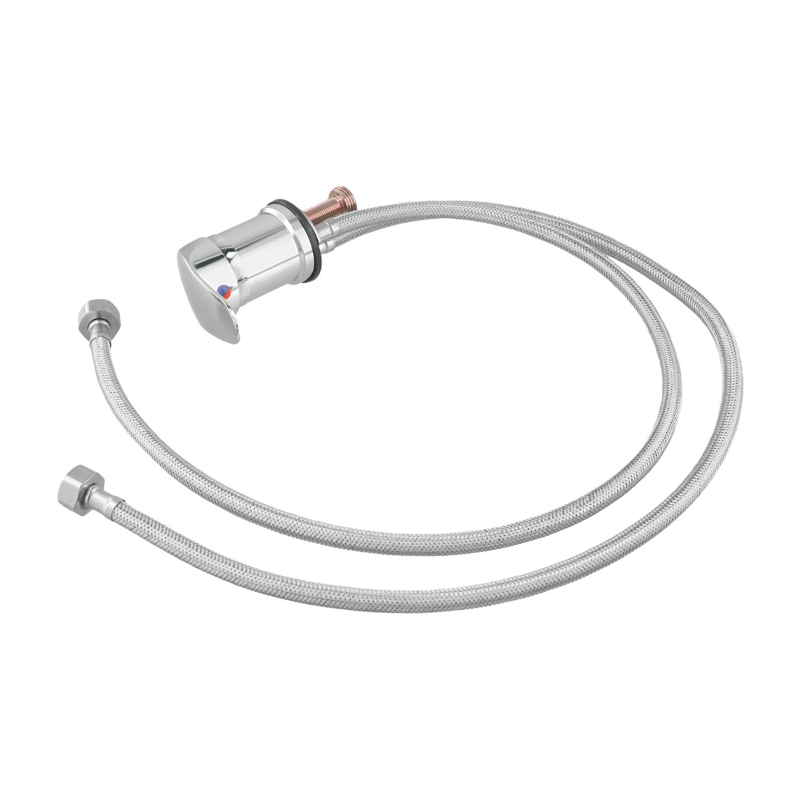 Rubinetto miscelatore cromato con doccetta estraibile per sedia parrucchiere, tubo in tessuto da 80 cm, raccordo ad alta pressione, compatibile con stazioni shampoo e mobili da barbiere