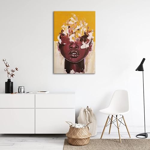Miniatura 5 de Decoración de arte de mujer negra, arte de pared de lienzo para mujeres afroamericanas, impresiones abstractas y modernas, impresiones en lienzo