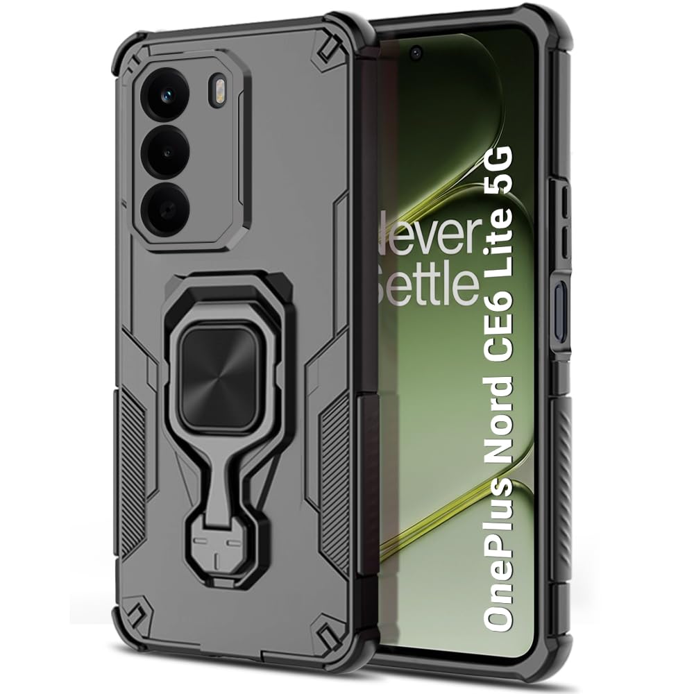 TheGiftKart Tough Armor Bumper Back Case Cover for OnePlus Nord CE 6 Lite 5G | Ring Holder & Kickstand in-Built | 360 Degree Protection Back Case Cover for OnePlus Nord CE6 Lite 5G (PC & TPU, Black)-image-19