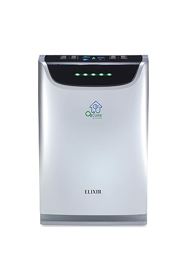 O2Cure Elixir Air Purifier for Home with HEPA Filter & Humidifier | 6 Stages of Air Purification Eliminates 99.99% of Pollutants | 7 Years Warranty | 36D x 20W x 57H cm | 1 Unit | Metallic Grey