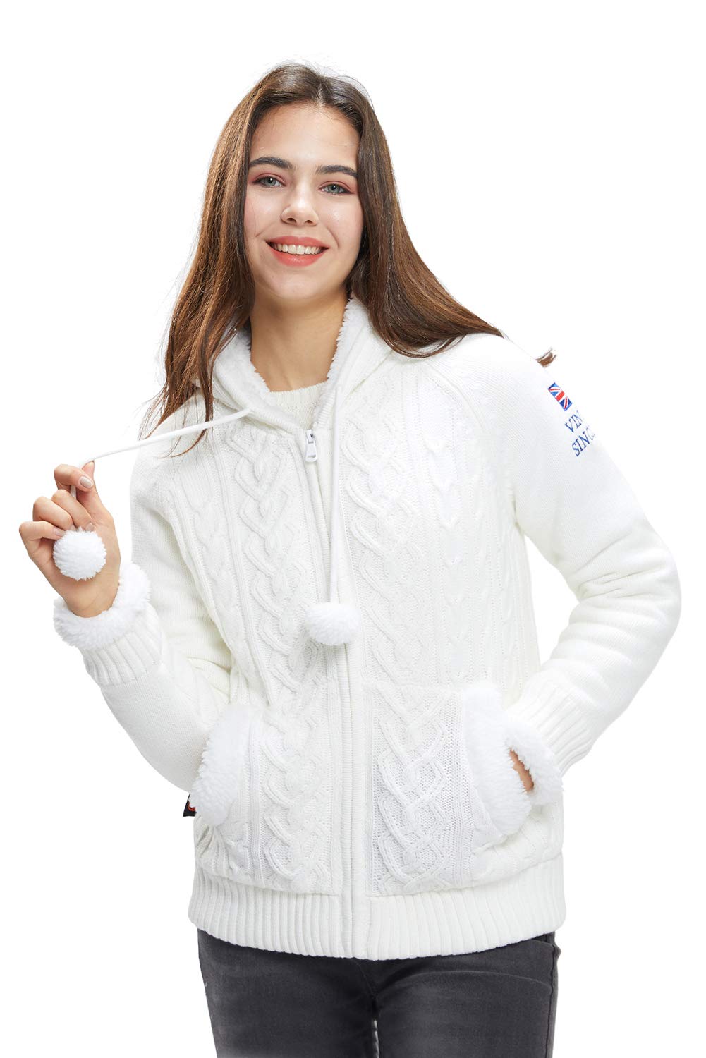 Extreme Pop Chaqueta de Punto con Capucha para Mujer, cárdigan con Cremallera, suéteres, Chaqueta de Invierno con Forro Polar cálido con Sherpa XS-XL UK Stock