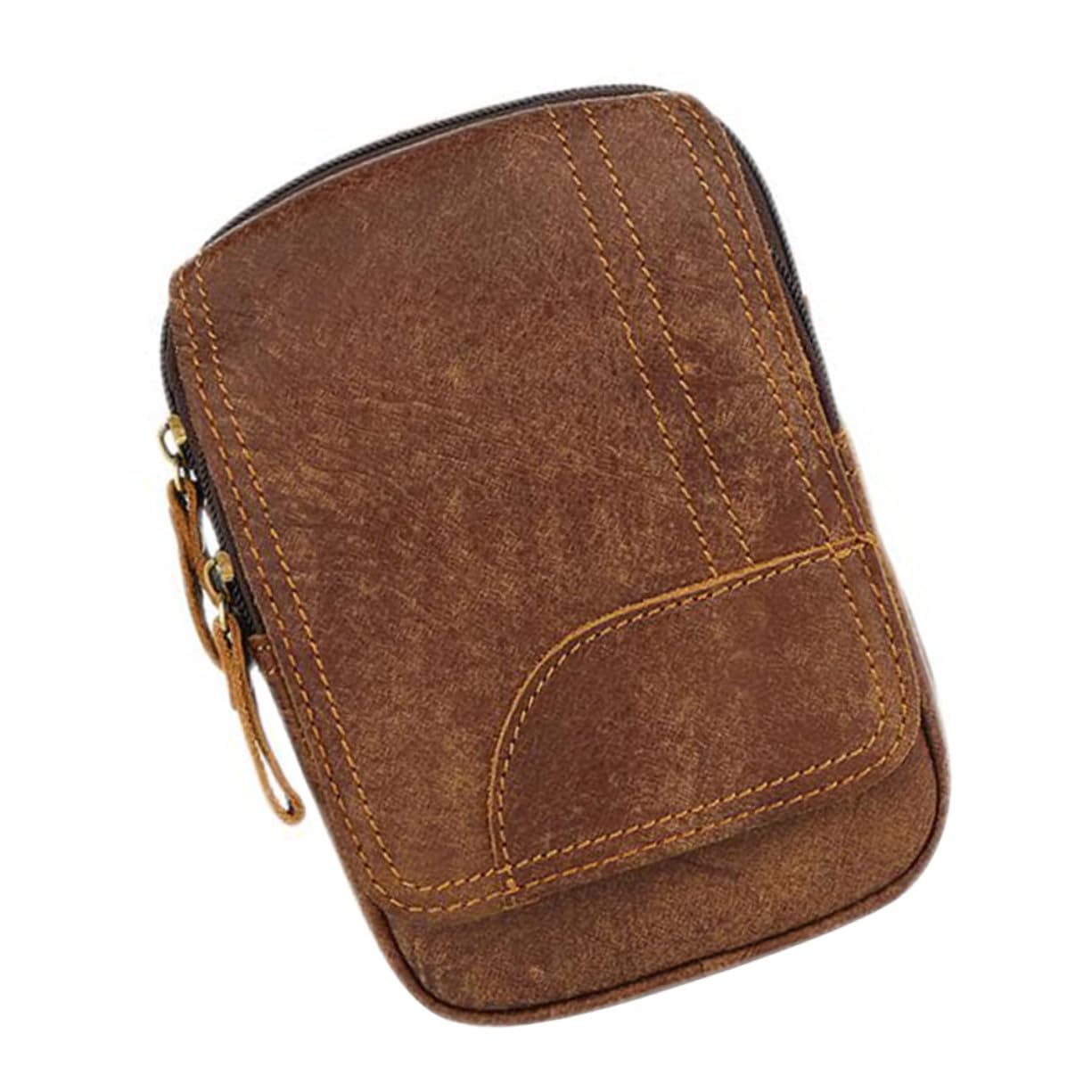 VALICLUD Riñonera de Cuero Multifuncional Marrón, Bolsa para Teléfono Móvil, Tamaño Compacto, Resistente al Desgaste, para Hombres, Uso en Deportes al Aire Libre, Senderismo y Ciclismo