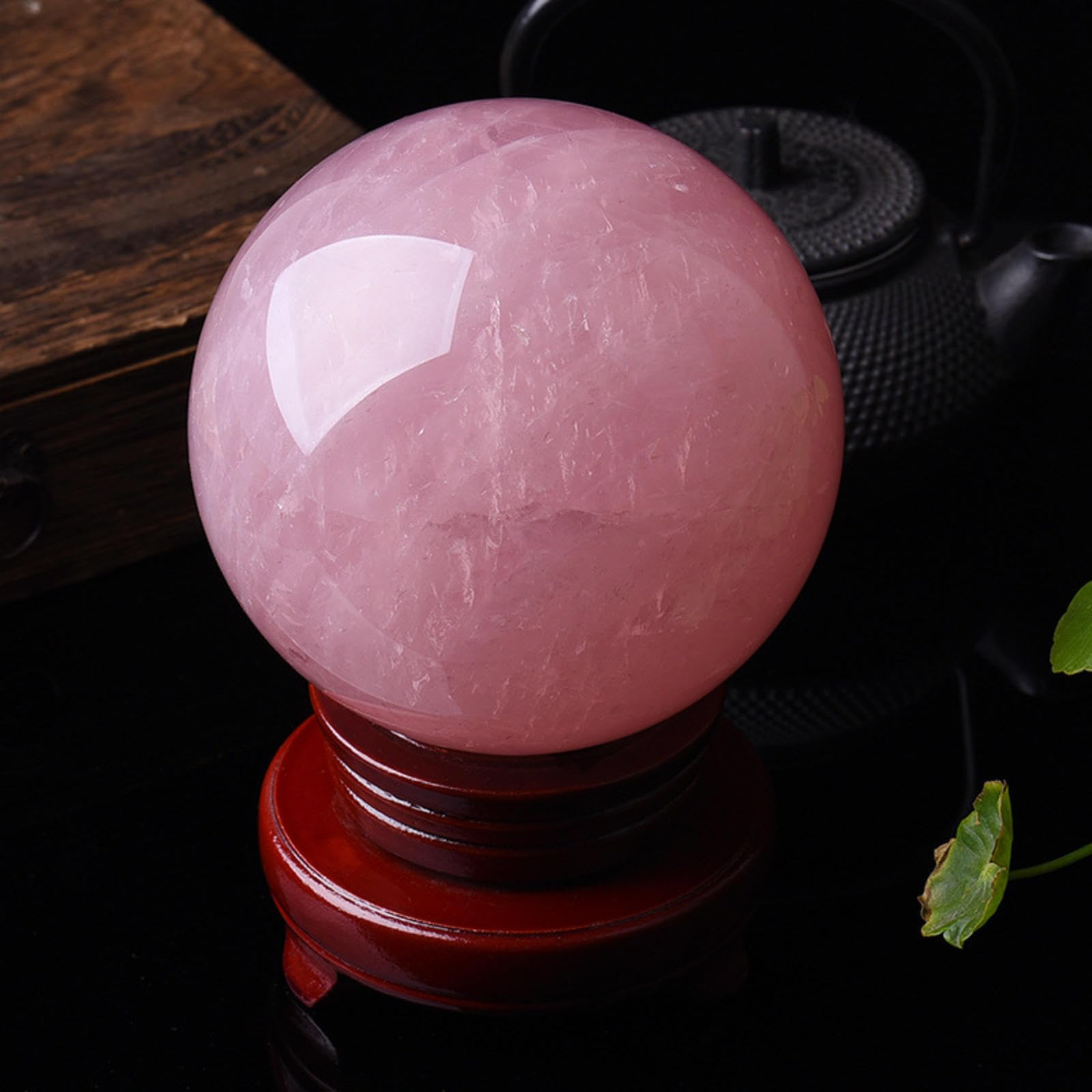 NIBHZ Dekor Fotografie Ball Natürliche Rosa Kristallkugel Ornamente Stadthaus Glücksliebe Kristall Rosa Kontakt Jonglierball,80mm