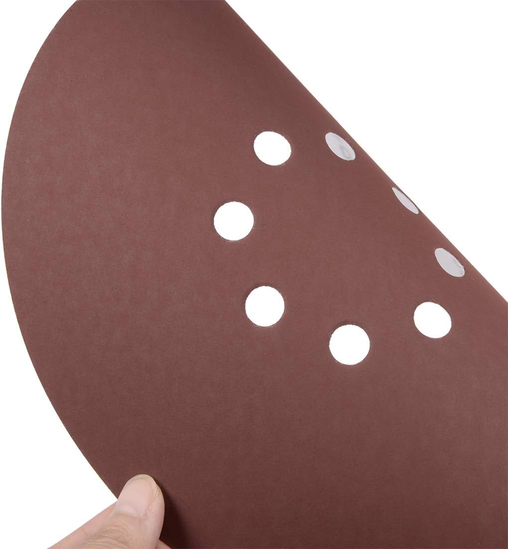 uxcell 10Pcs 9 Inch 8 Hole Hook and Loop Sanding Disc 800 Grit Flocking Sandpaper Random Orbital Sander Paper