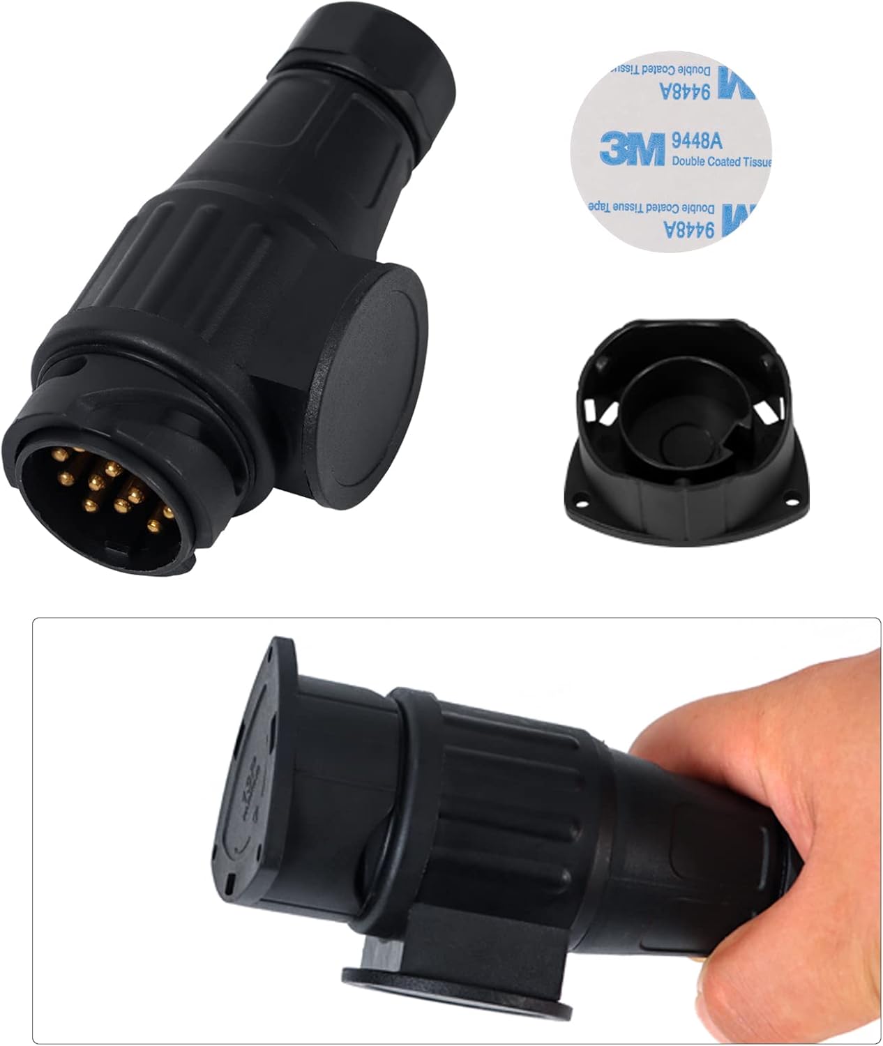 Woola 13 Pin Trailer Plug Adaptor, 12V Waterproof 13 Pin Trailer Plug