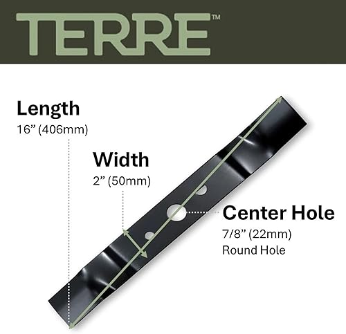 Miniatura 6 de Terre Products, Cuchilla de cortacésped con mantillo individual, cubierta de 16 pulgadas, compatible con Ryobi RY40100, RY40104, P1102, P1100,