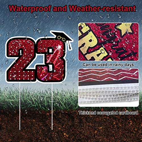 Wironlst Graduation Yard Sign 2023 Graduation Decorations, Grad Yard Signs With Stakes Waterproof Lawn Decor For Class Of 2023 High School College Graduation Party Decorations Supplies (Red) #TOP3