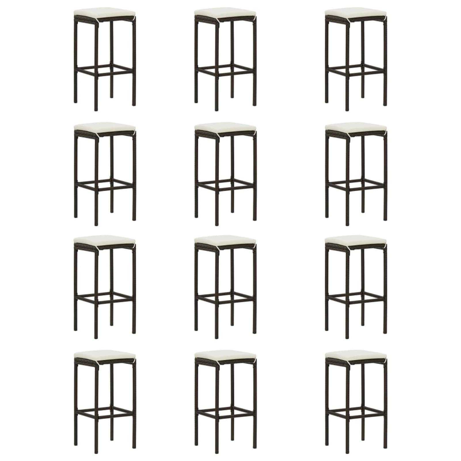 Chusui Ensemble de bar de jardin 16 pièces et coussins, salle à manger jardin, ensemble meubles de jardin salle à manger, ensemble de bar pour jardin, rotin synthétique marron