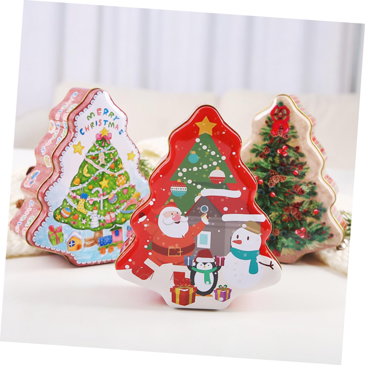Ciieeo 3st Weihnachts-süßigkeitenschachteln Lagerung Lagertank Süßigkeiten Metalldosen Geschenkdosenhalter Dosen Behandeln Weihnachtstisch Weißblech Mit Geschenkbox Blechbüchse