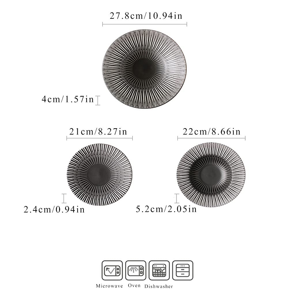 Assiettes Plates Plaques de dîner en porcelaine de 10 pouces de taille de grande taille Plaques de service for salades Steak Pâtes et apéritifie Serving.Microwave Four et Lave-vaisselle Assiette
