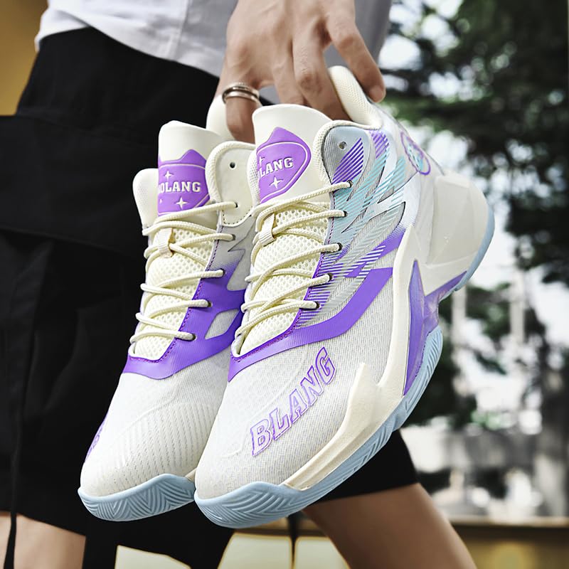 Image of Basketball Shoes for Womens Mens High Top Colorful Volleyball Fashion Breathable Sneakers Lace Up Sport Outdoor Lightweight Non Slip Shoe