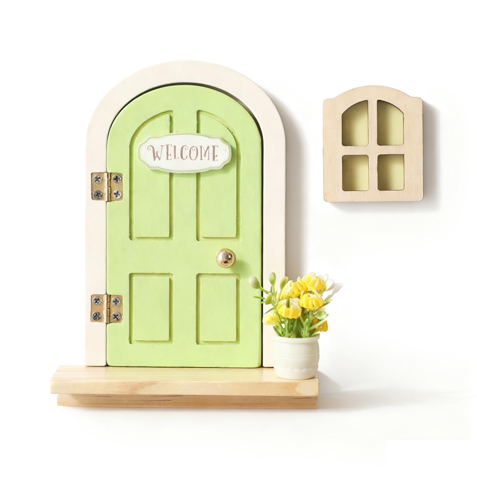 Fairy Door for Wall - Cute Wood Toys Window,Wooden Fairy House Accessories | for Boy Girl Kids Patio Princess Room Bedroom Playroom Nursery Kindergarten Balcony Classroom Outside