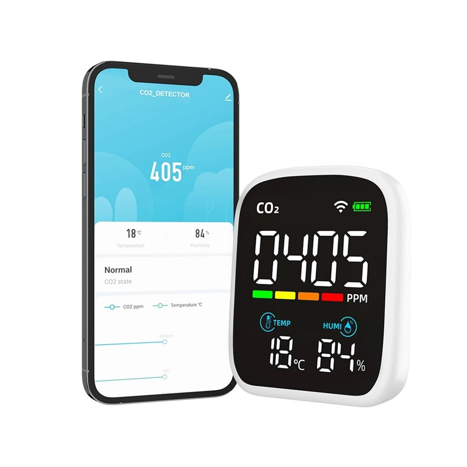 Detector de Gas, Medidor portátil de calidad del aire con pantalla LCD, comprobador de temperatura y humedad con alarma de voz