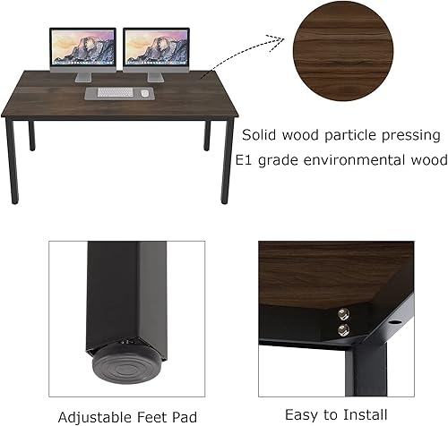 Miniatura 247 de DlandHome Escritorio pequeño para computadora de 31.5 pulgadas, mesa de escritura para espacios pequeños, mesa de estudio, escritorio para Nogal